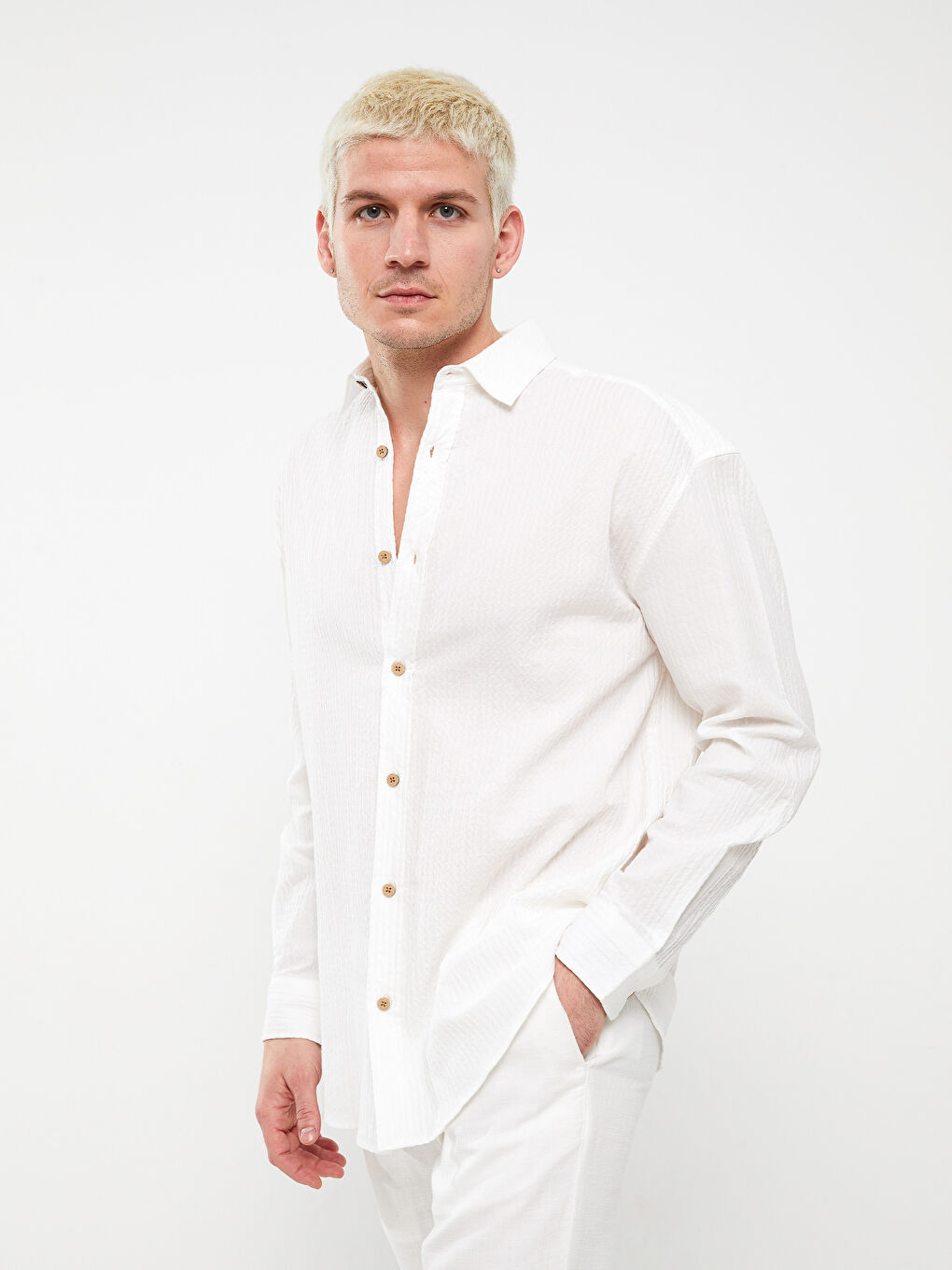 Relaxed Fit Long Sleeve Men's Shirt