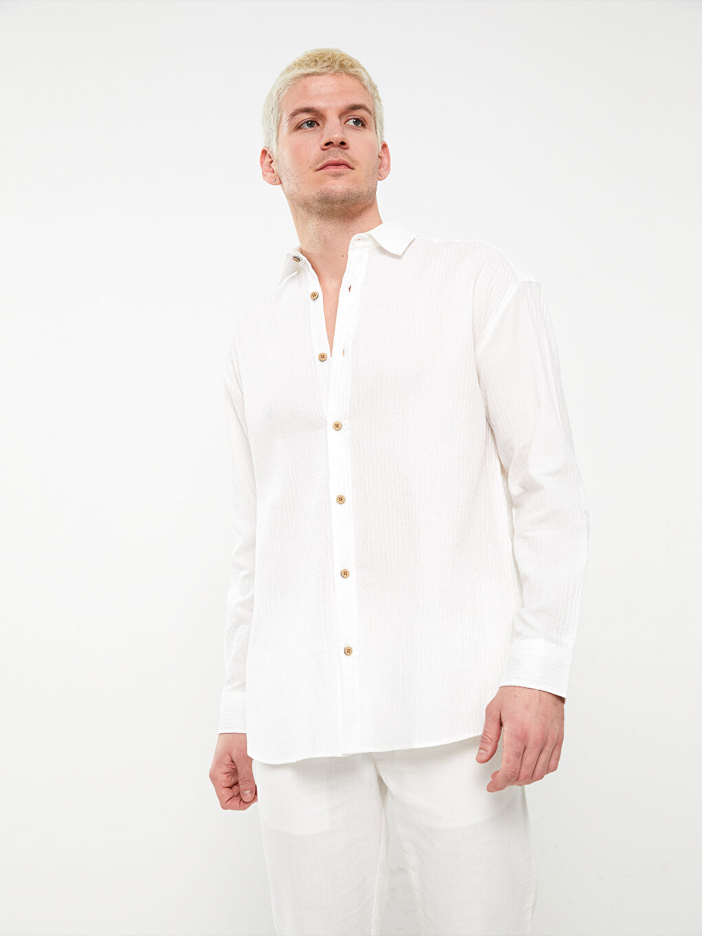 Relaxed Fit Long Sleeve Men's Shirt-1