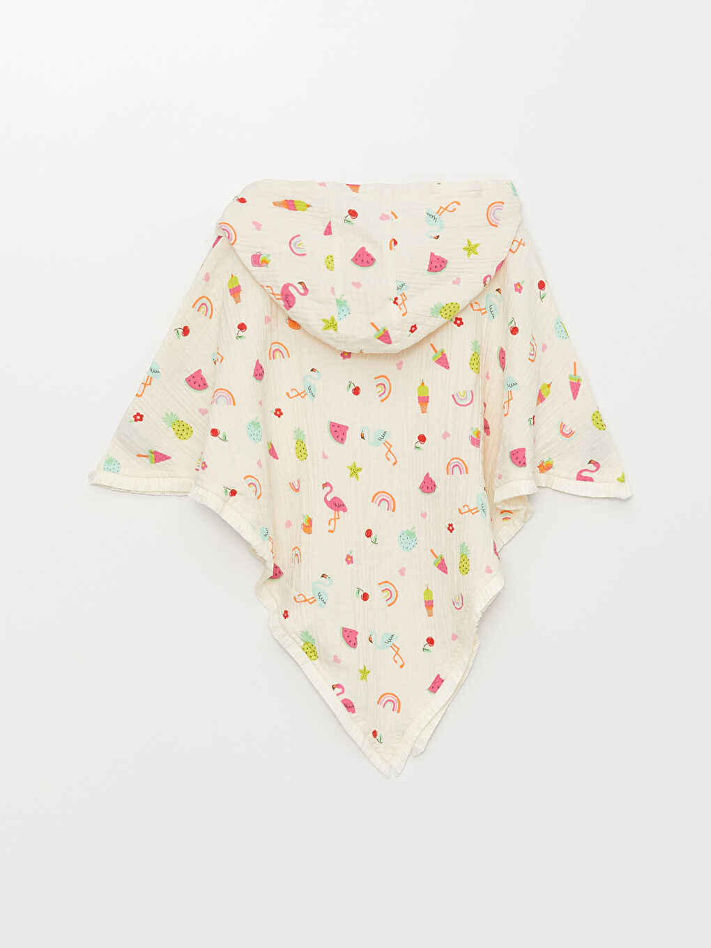 Кимоно с капюшоном и принтом для девочки-3