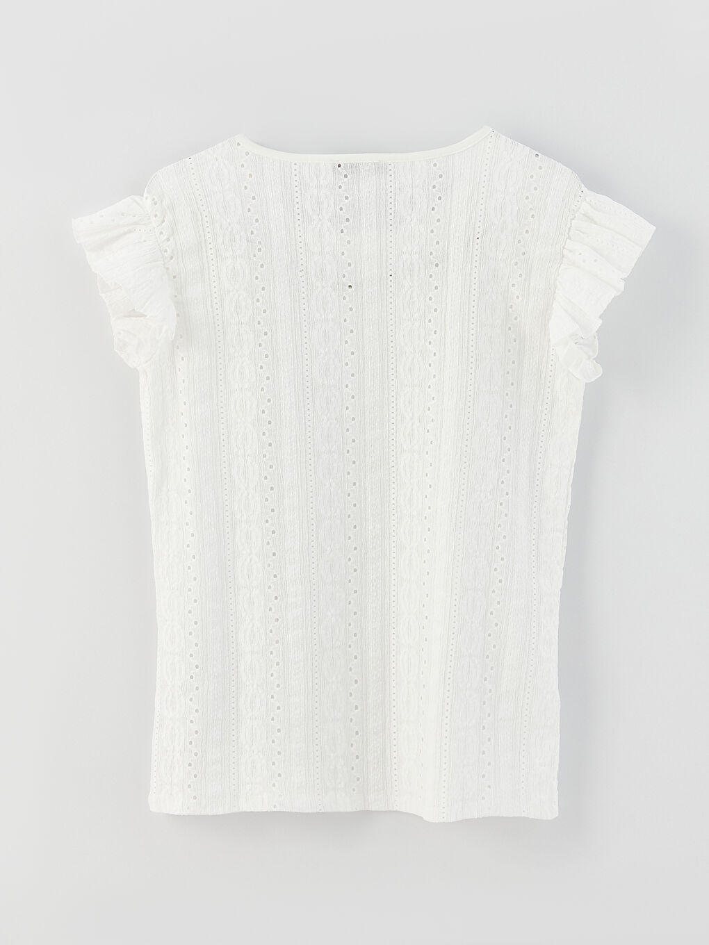 Ekru Kadın Bisiklet Yaka Nakışlı Kısa Kollu Bluz Anne Kız Kombini-6