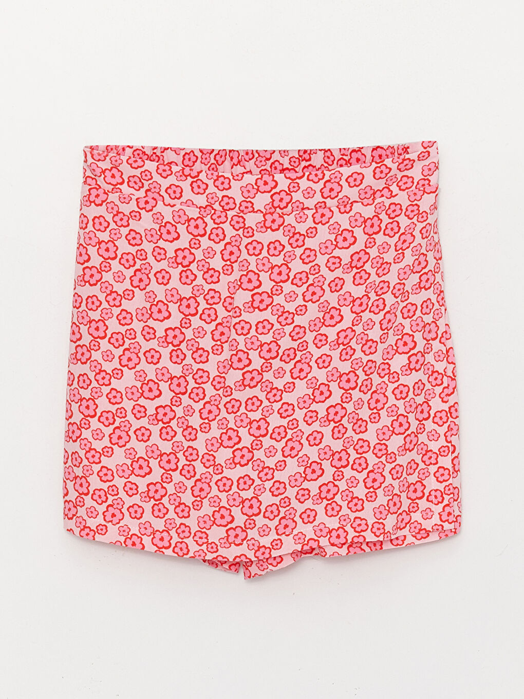 Pembe Beli Lastikli Desenli Kız Çocuk Şort Etek