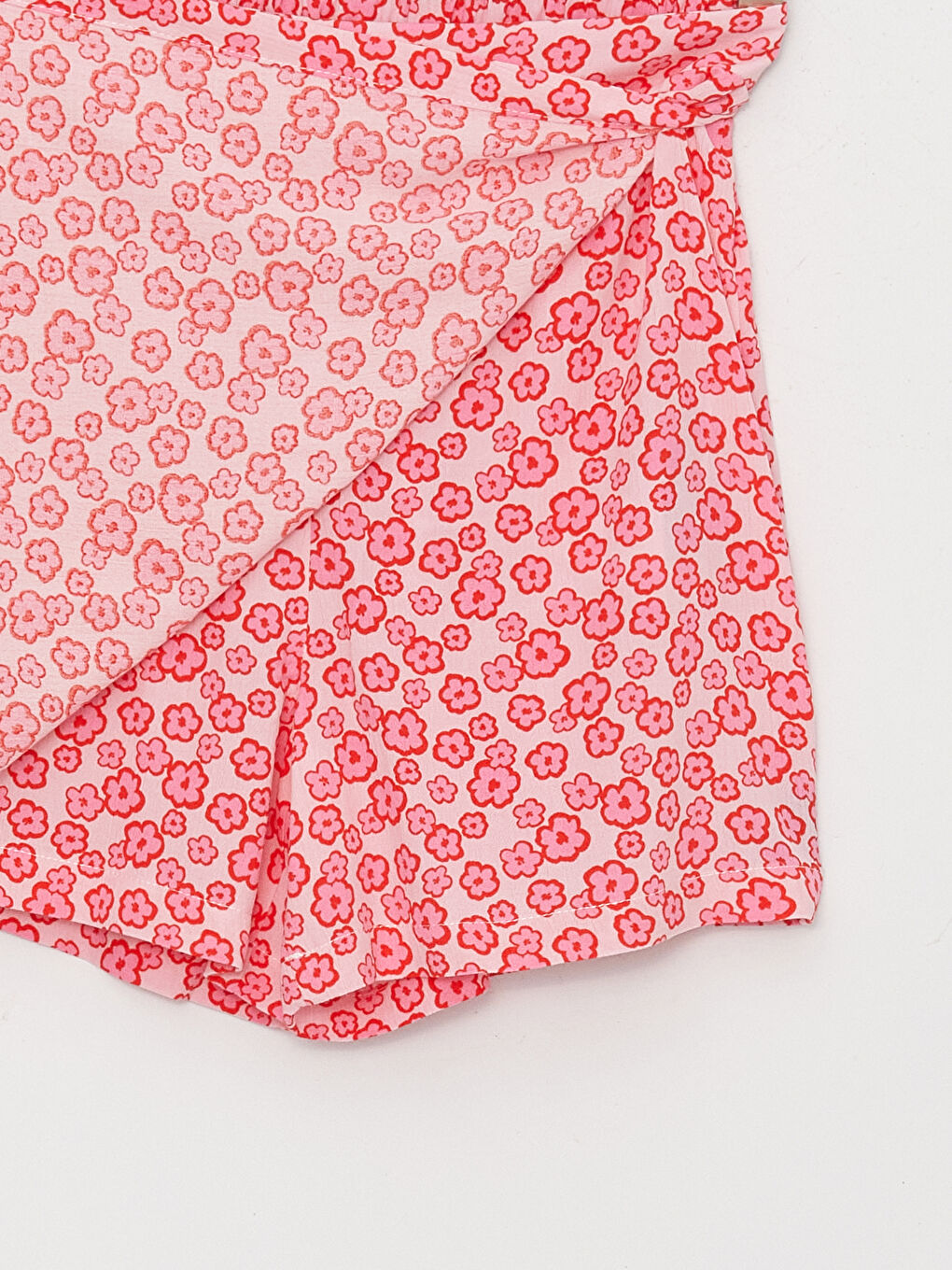 Pembe Beli Lastikli Desenli Kız Çocuk Şort Etek-1