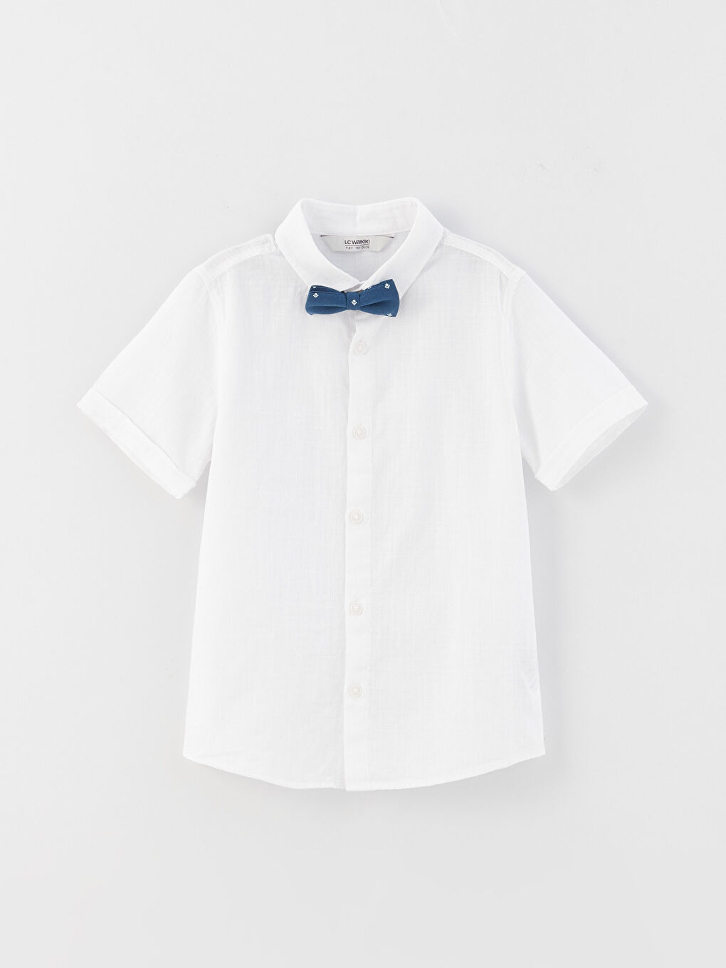 Beyaz Basic Kısa Kollu Erkek Çocuk Gömlek ve Papyon