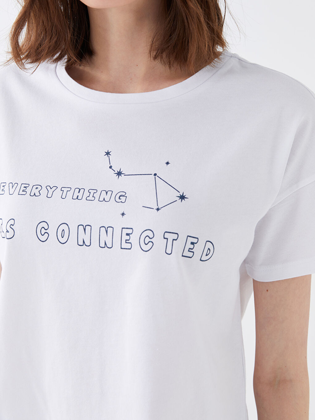 Set de pijamale scurte pentru Femei cu guler rotund și imprimeu-3