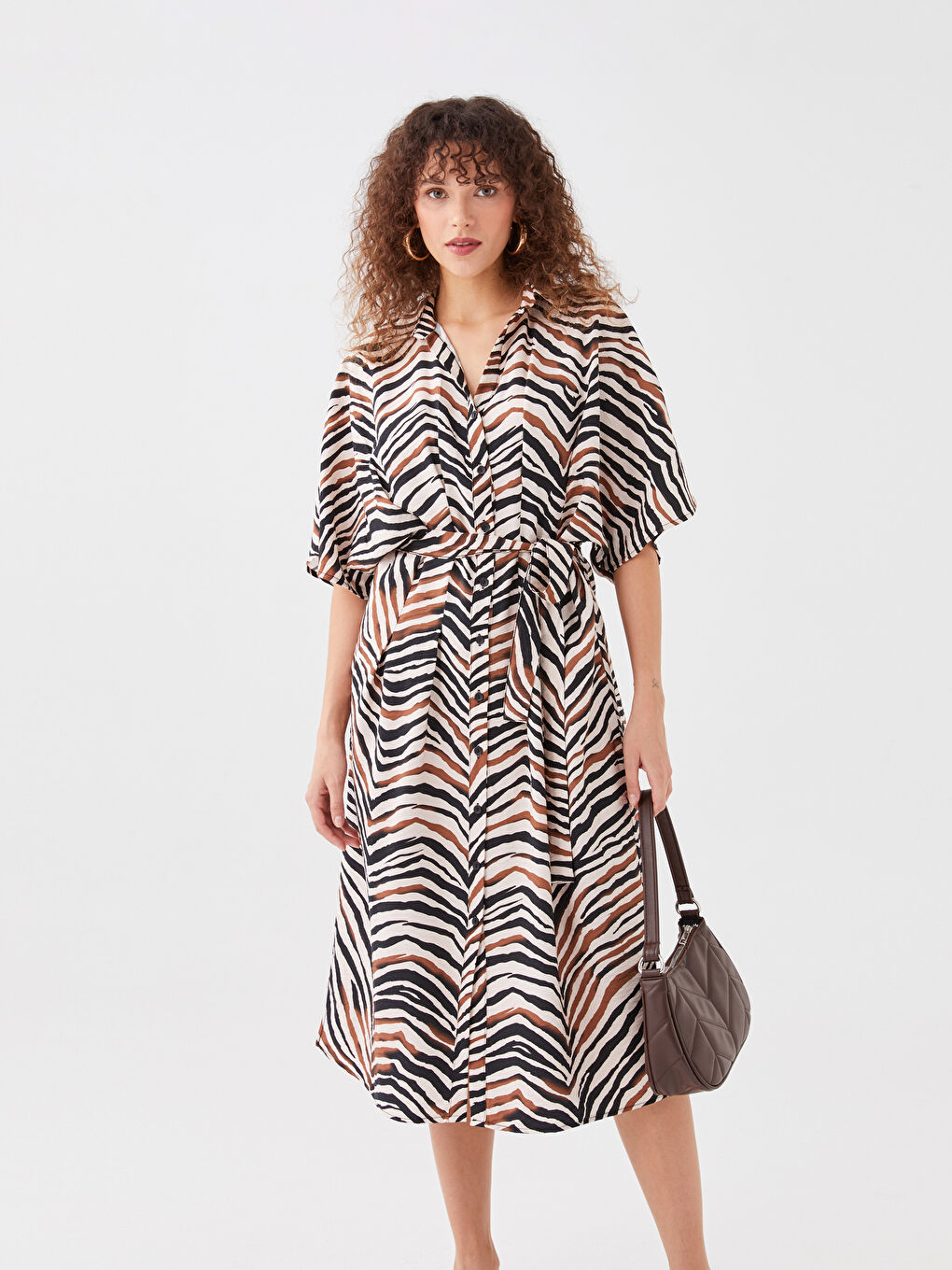 Patterned Short Sleeve Women's Shirt Dress -S3CK03Z8-LQB