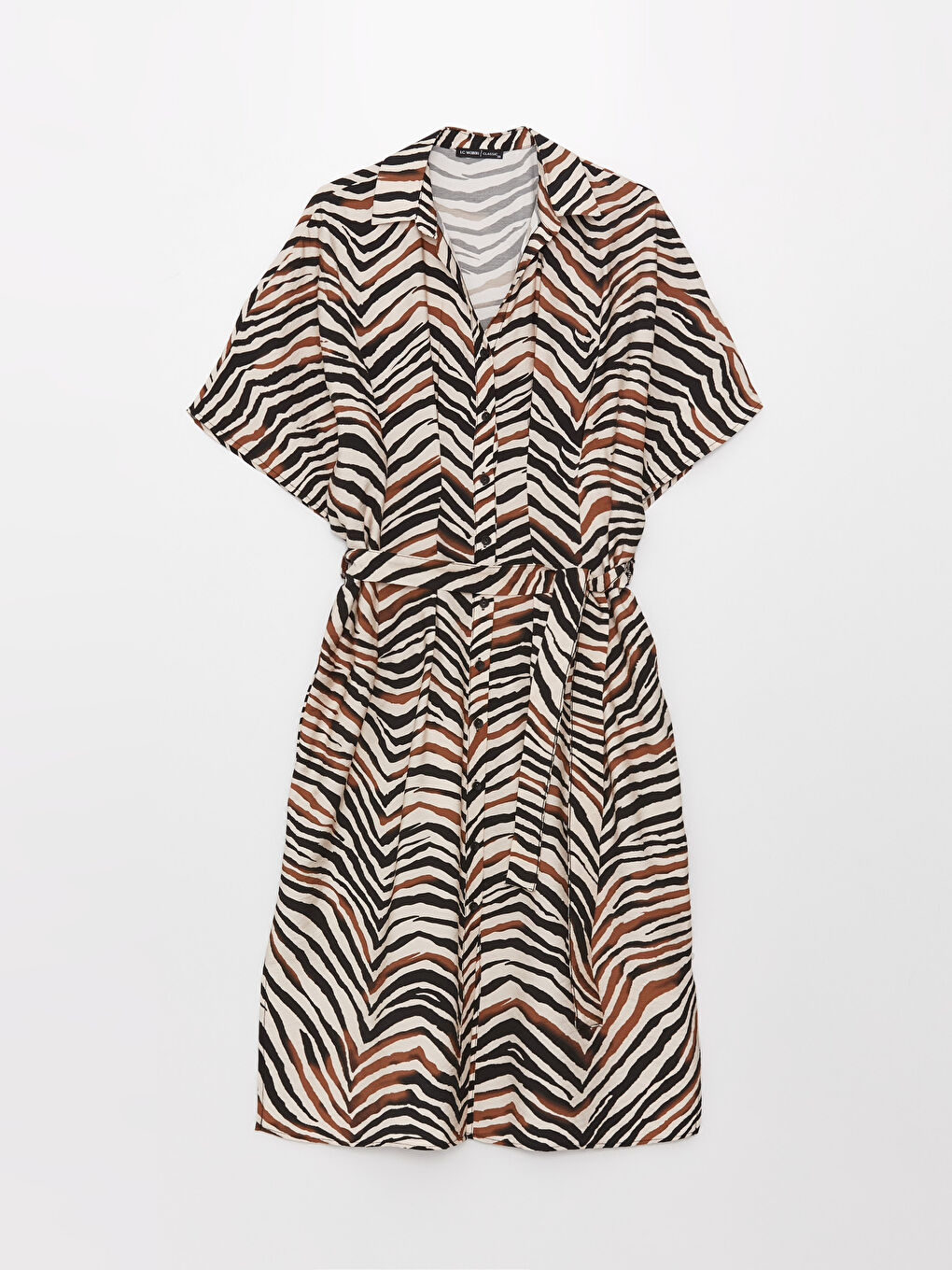 Patterned Short Sleeve Women's Shirt Dress -S3CK03Z8-LQB