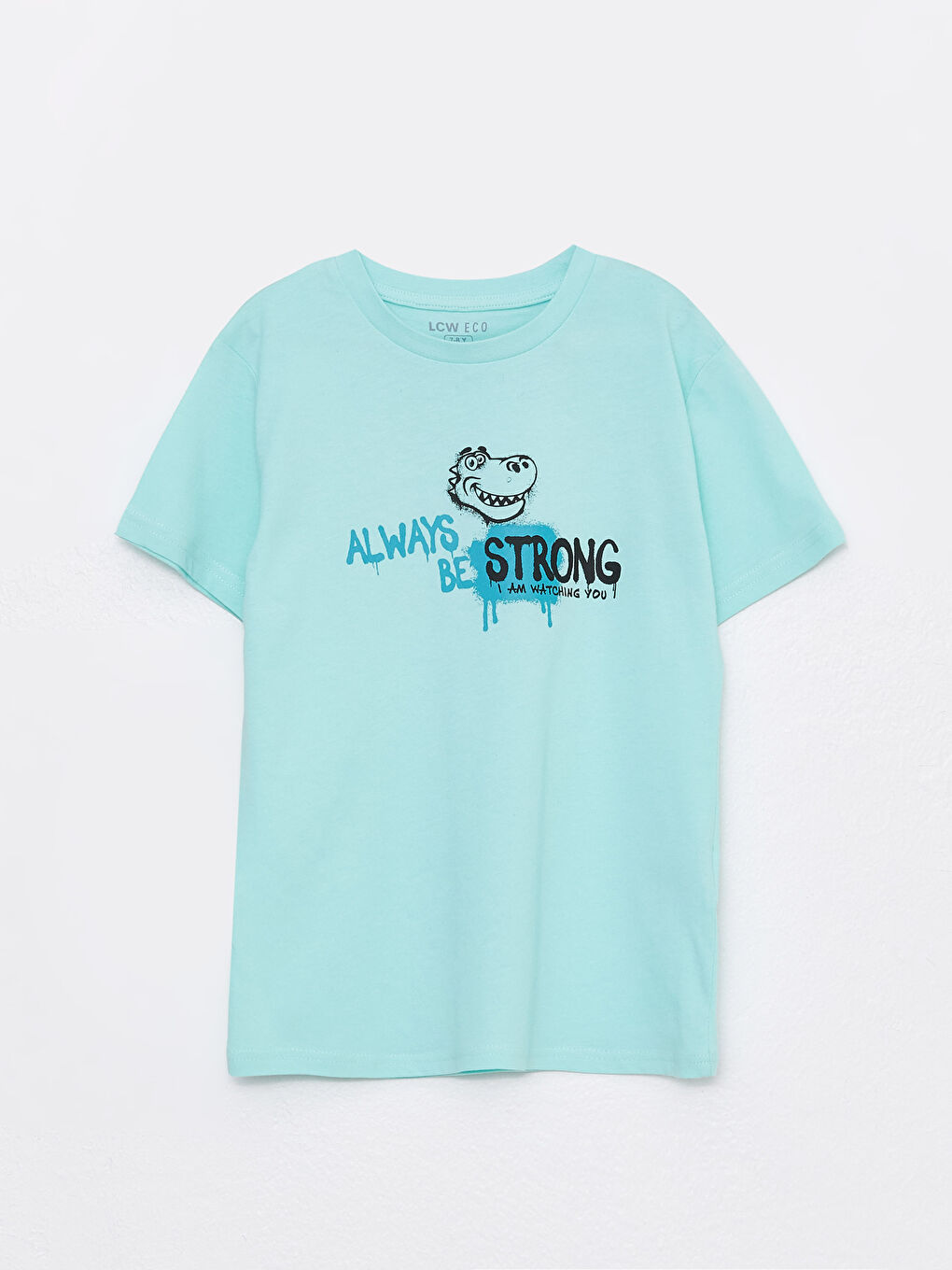 Mavi Bisiklet Yaka Baskılı Kısa Kollu Erkek Çocuk Tişört