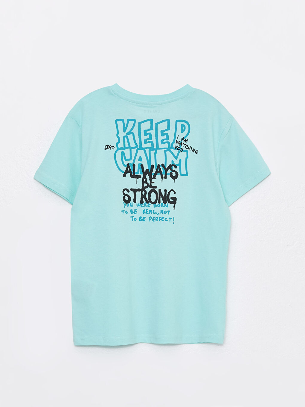 Mavi Bisiklet Yaka Baskılı Kısa Kollu Erkek Çocuk Tişört-1