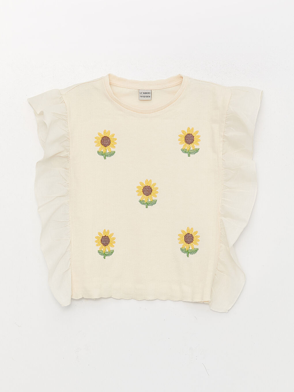 Crew Neck Embroidered Girls' T-Shirt