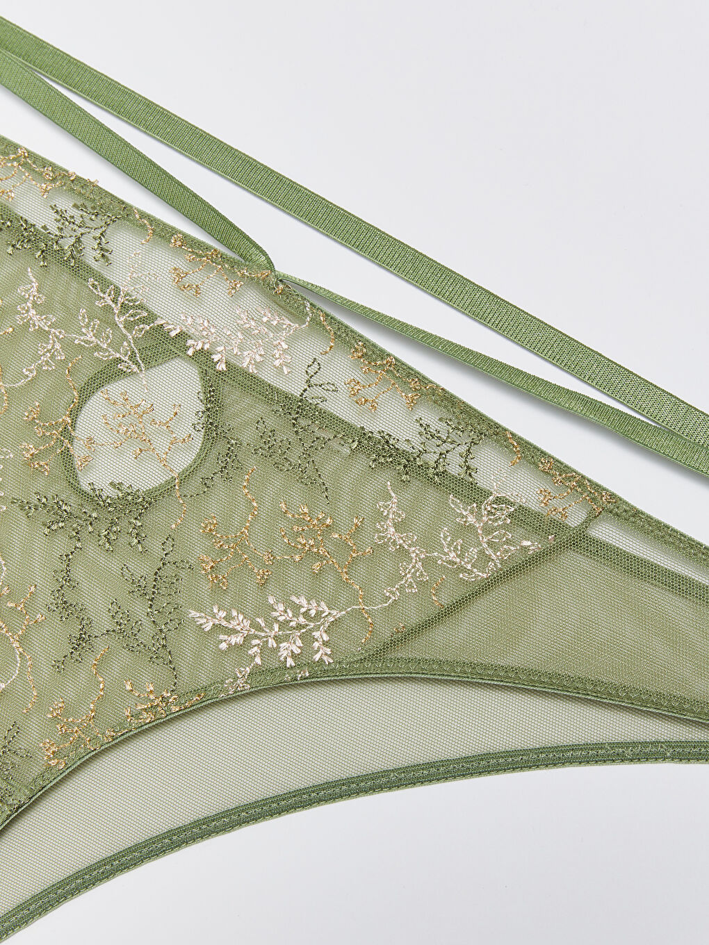 Haki Dantelli Fantezi Brazilian Külot-2