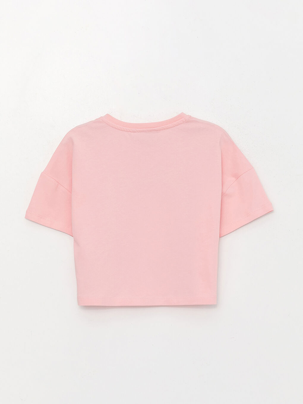 Crew Neck Printed Short Sleeve Girls' Crop T-Shirt-1