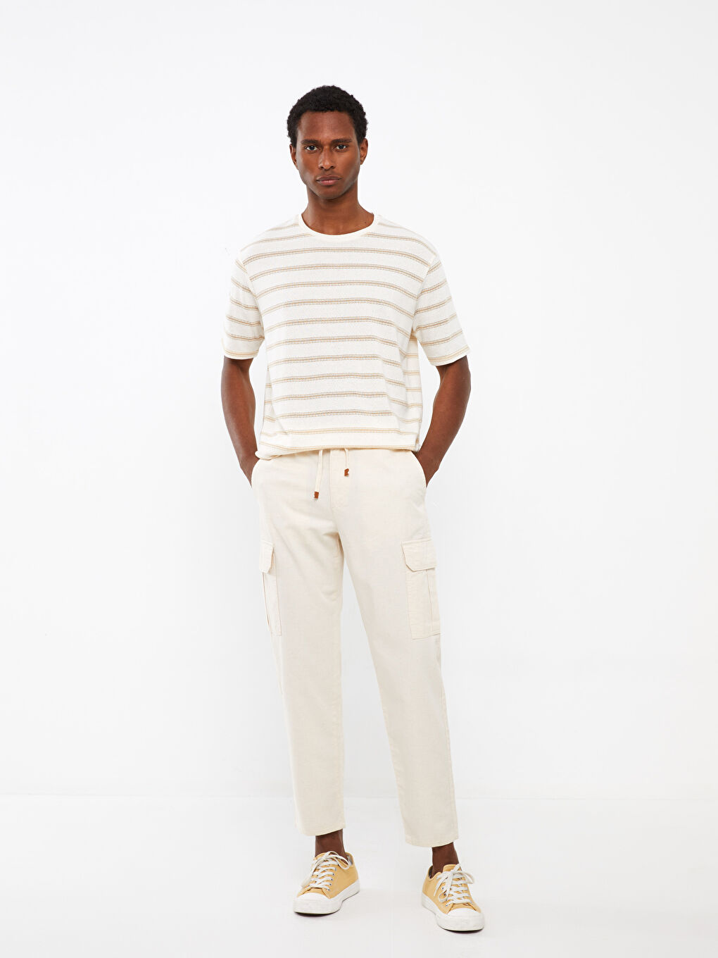 Standard Fit Linen Blended Men's Cargo Pants