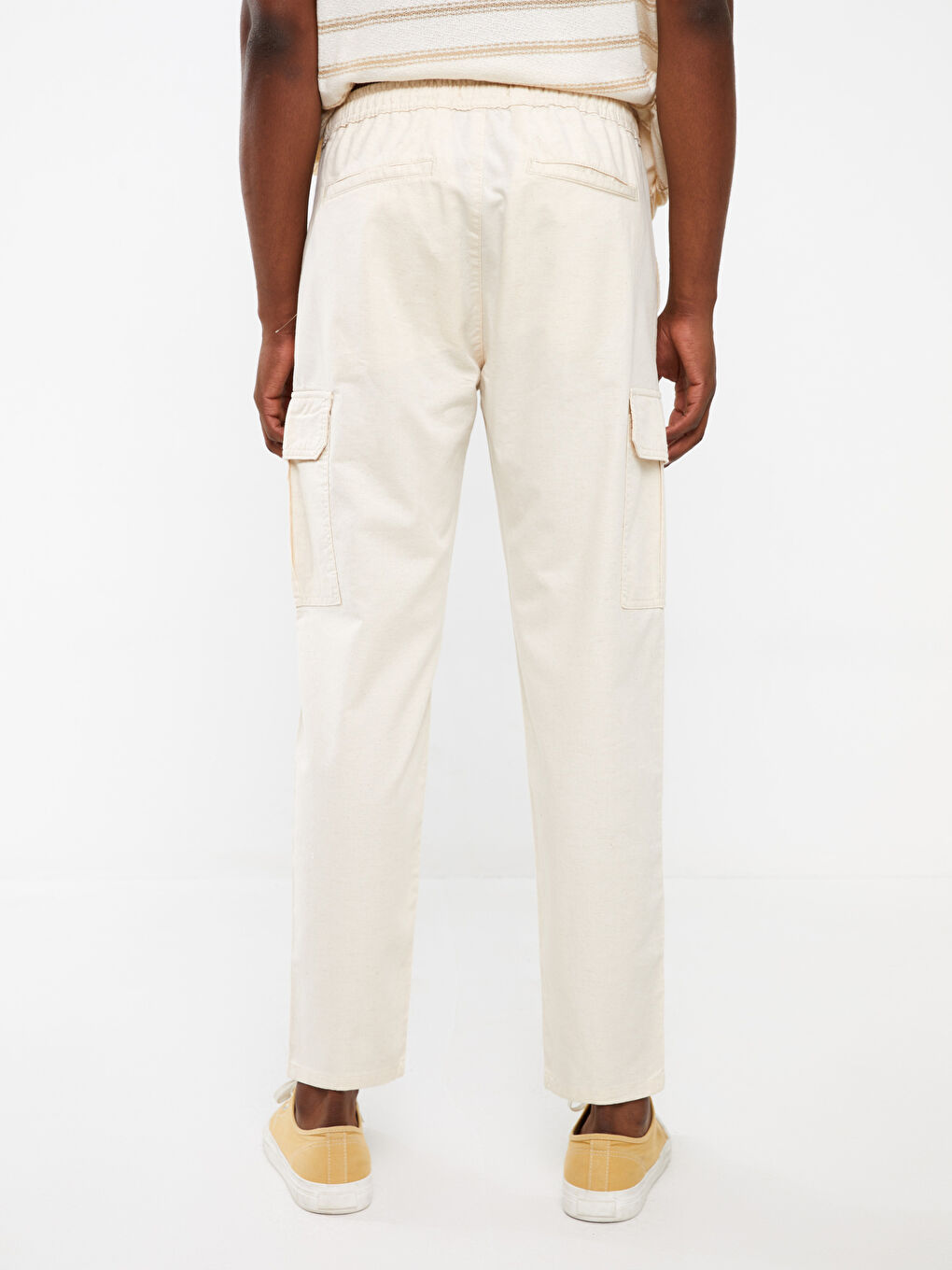 Standard Fit Linen Blended Men's Cargo Pants-4
