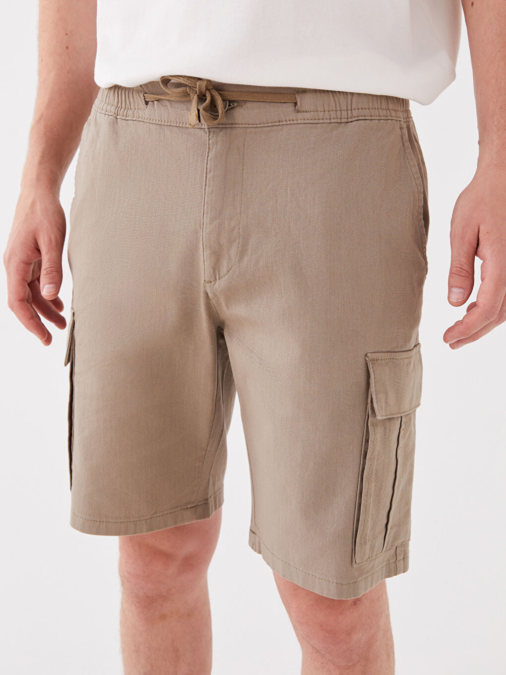 Standard Fit Linen Blended Men's Cargo Shorts -S3CK63Z8-GVP