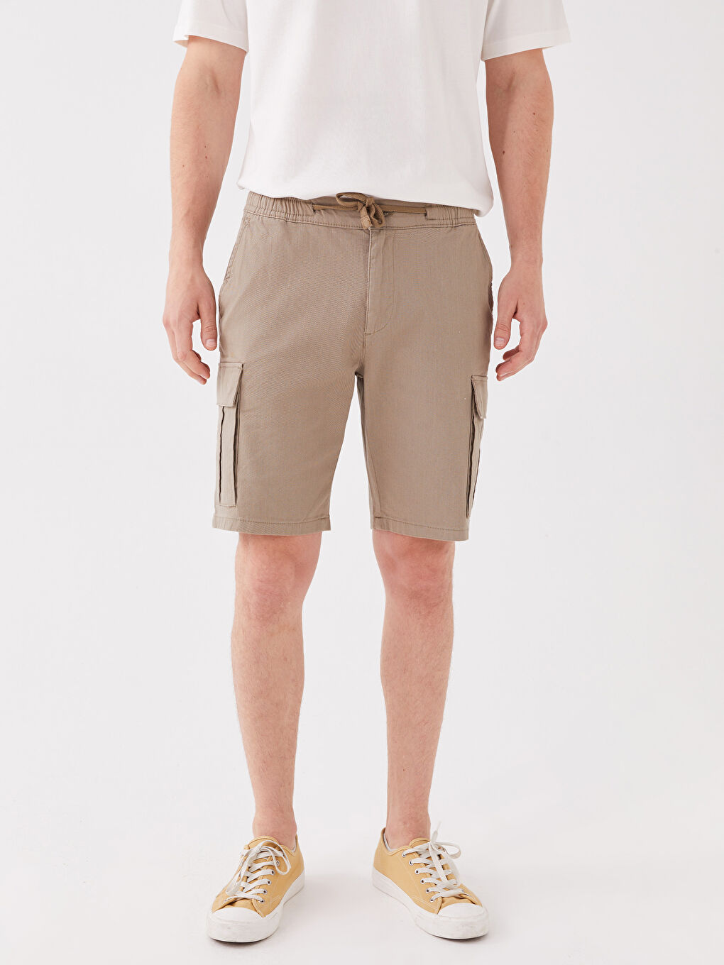 Standard Fit Linen Blended Men's Cargo Shorts -S3CK63Z8-GVP