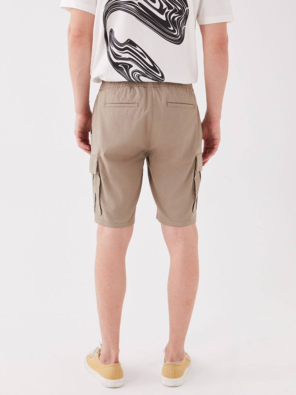 Standard Fit Linen Blended Men's Cargo Shorts -S3CK63Z8-GVP