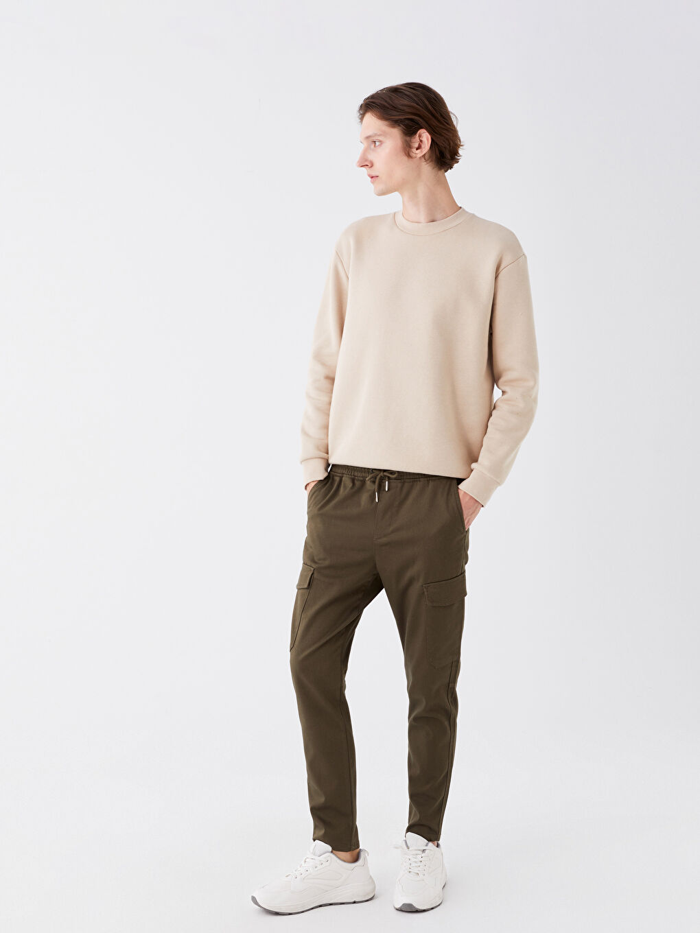 Haki Slim Fit Erkek Kargo Pantolon