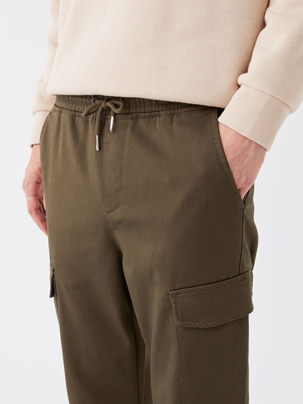 Haki Slim Fit Erkek Kargo Pantolon-3