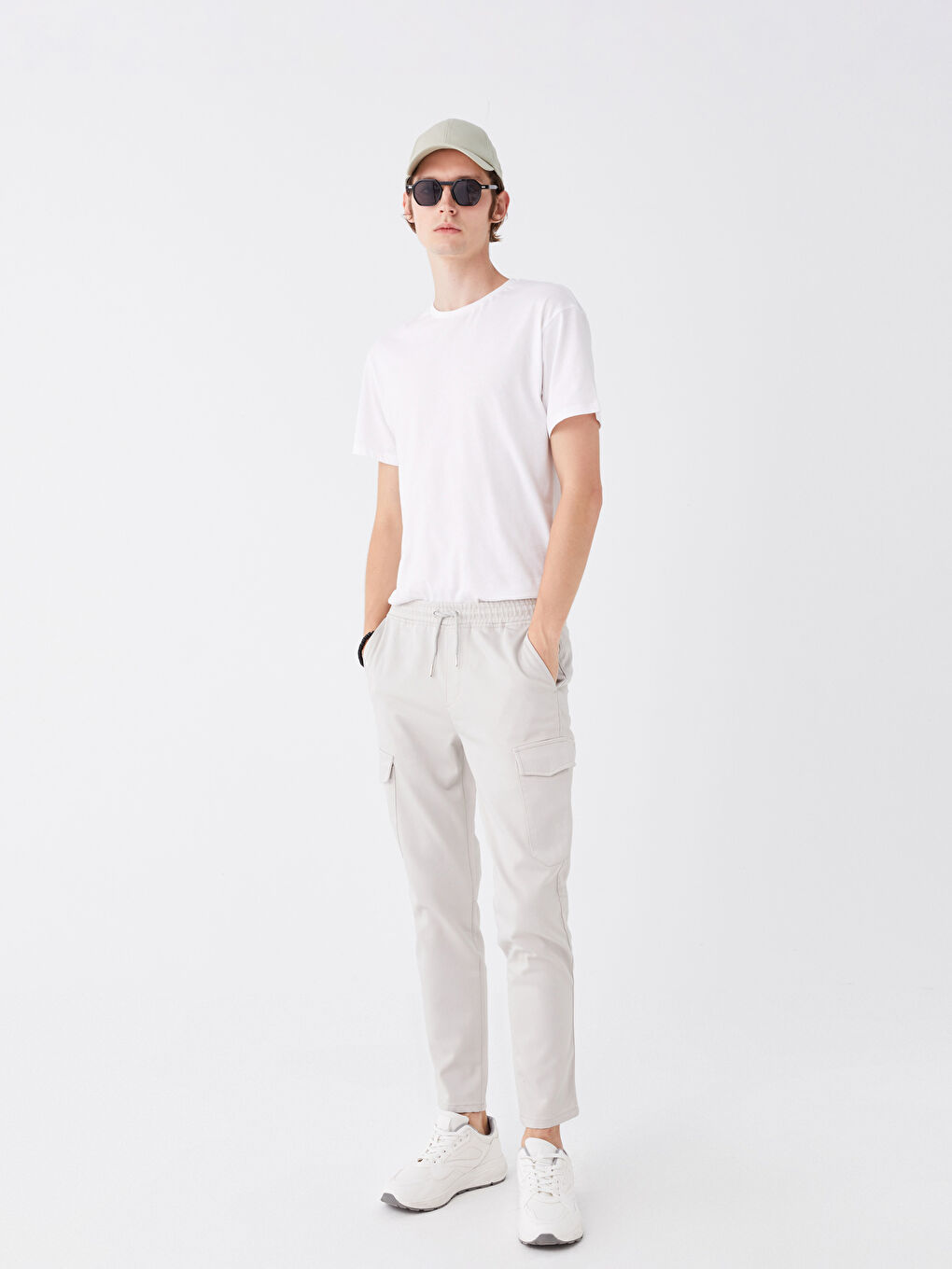 Gri Slim Fit Erkek Kargo Pantolon-2