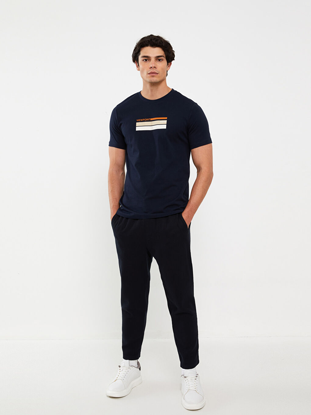 Siyah Rahat Kalıp Keten Karışımlı Erkek Pantolon