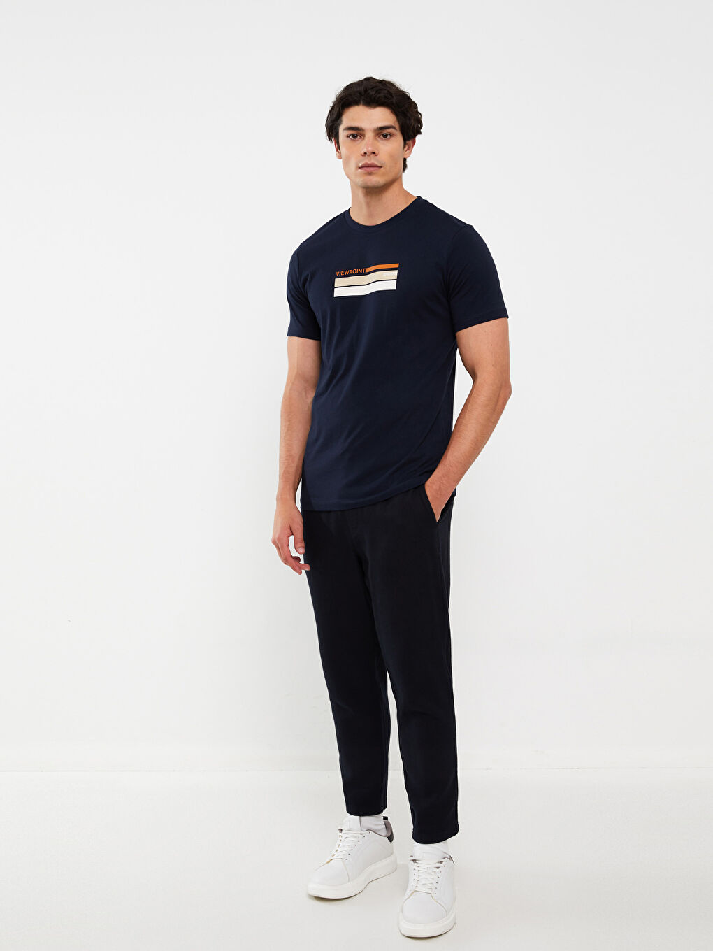 Siyah Rahat Kalıp Keten Karışımlı Erkek Pantolon-2