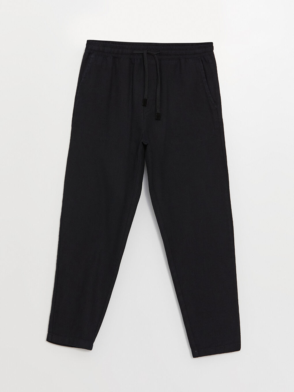 Siyah Rahat Kalıp Keten Karışımlı Erkek Pantolon-5