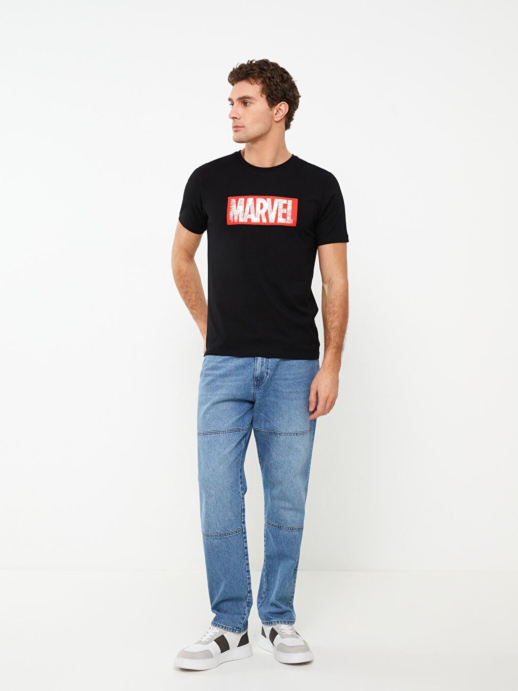 XSIDE Siyah Bisiklet Yaka Kısa Kollu Marvel Baskılı Penye Erkek Tişört - 2