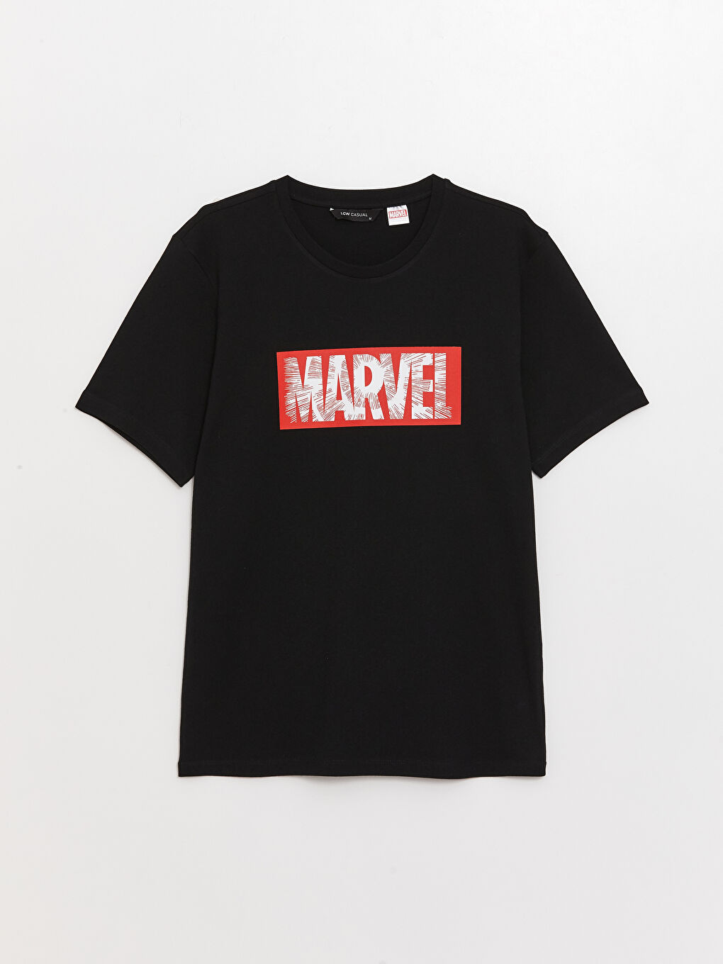 XSIDE Siyah Bisiklet Yaka Kısa Kollu Marvel Baskılı Penye Erkek Tişört - 5