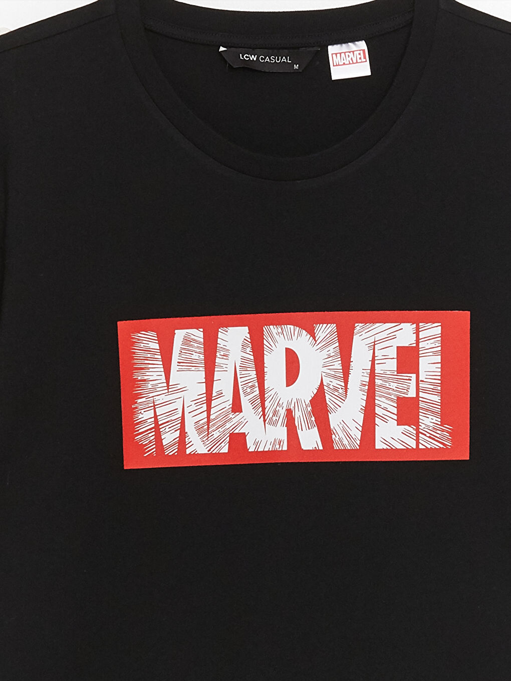 XSIDE Siyah Bisiklet Yaka Kısa Kollu Marvel Baskılı Penye Erkek Tişört - 7