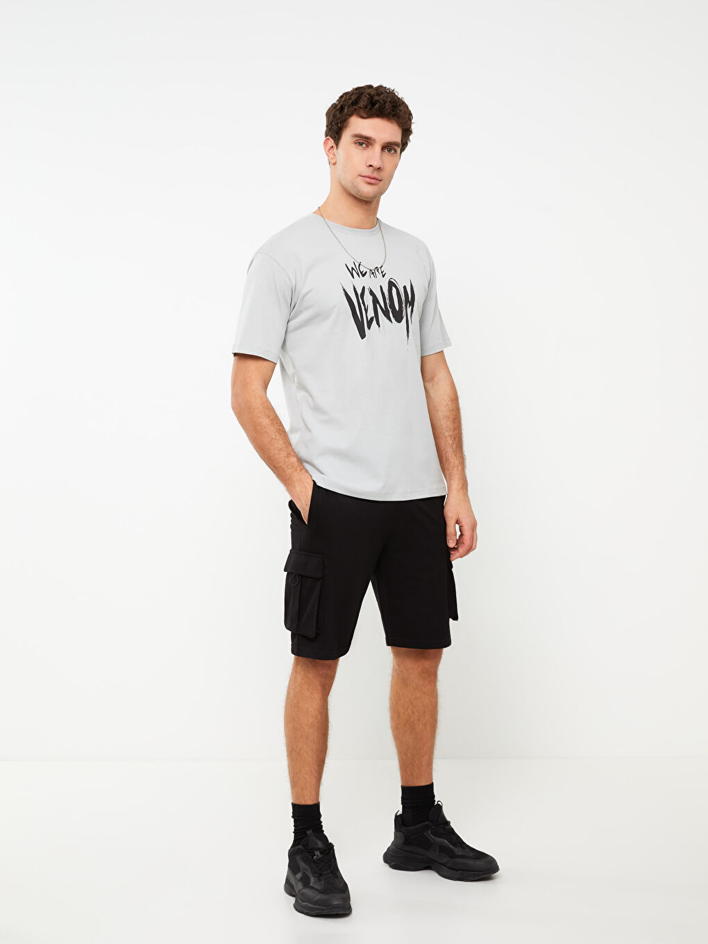 XSIDE Crew Neck Short Sleeve Venom Printed Jersey Men's T-Shirt -S3CK78Z8-FKD