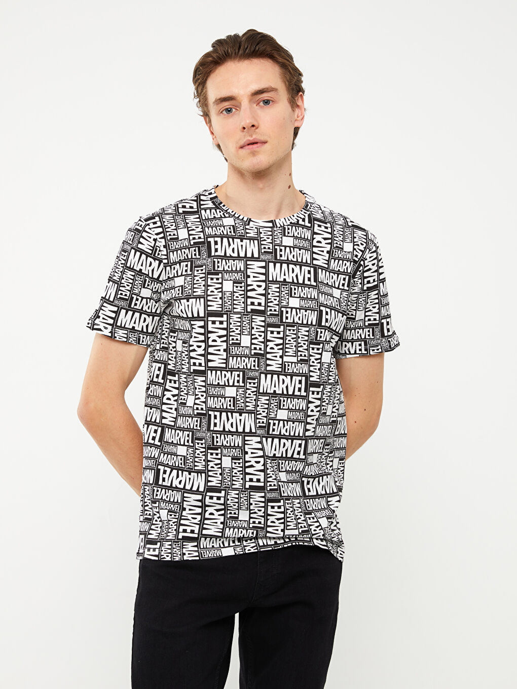 Crew Neck Short Sleeve Marvel Printed Jersey Men's T-Shirt