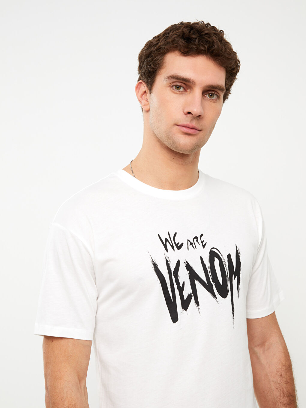 Crew Neck Short Sleeve Venom Printed Jersey Men's T-Shirt -S3CK82Z8-R5B