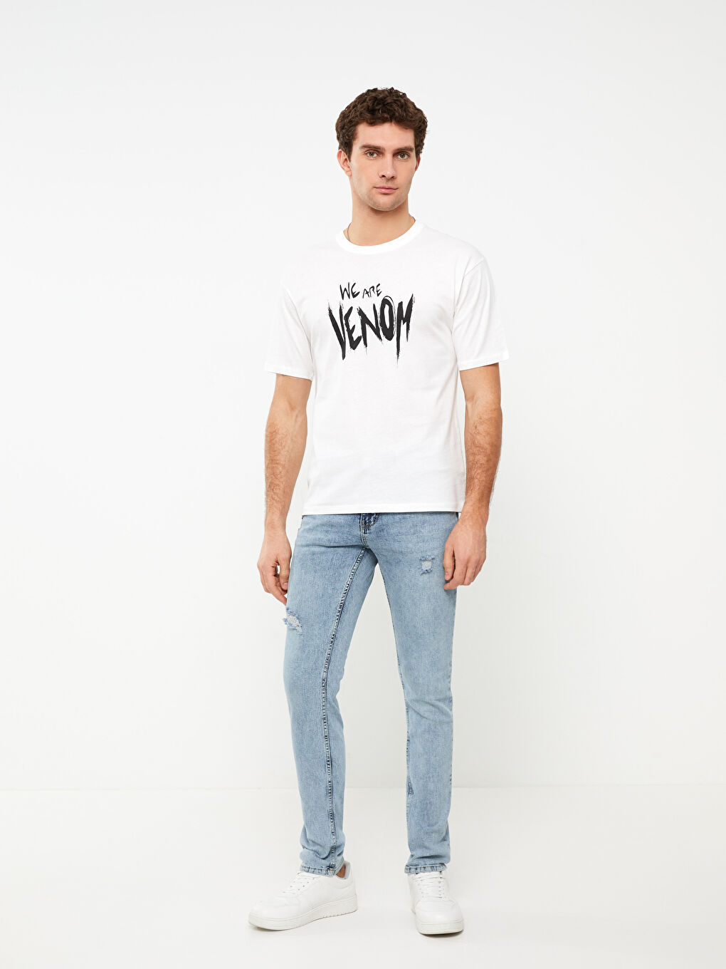 Crew Neck Short Sleeve Venom Printed Jersey Men's T-Shirt -S3CK82Z8-R5B