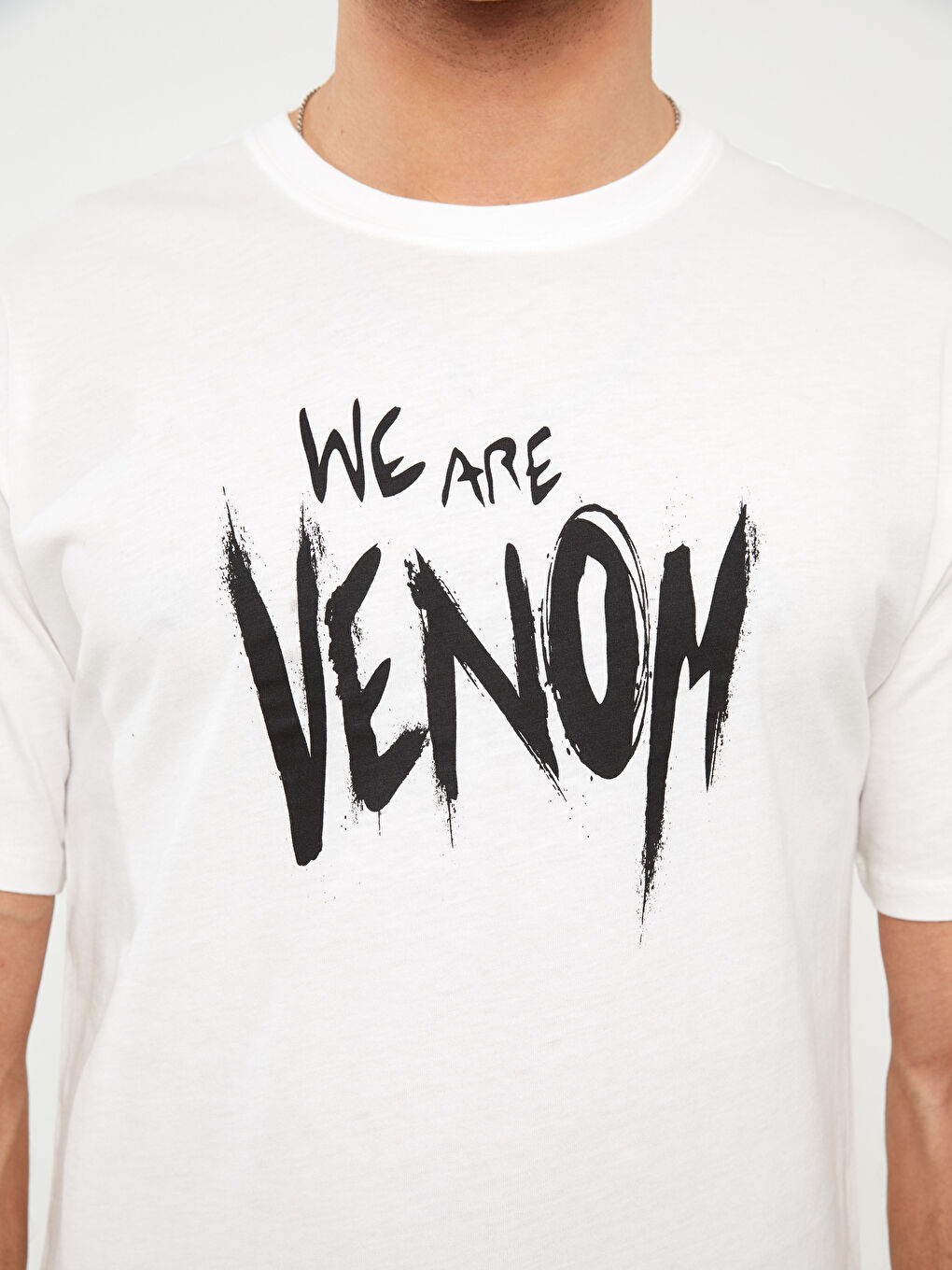 Crew Neck Short Sleeve Venom Printed Jersey Men's T-Shirt -S3CK82Z8-R5B