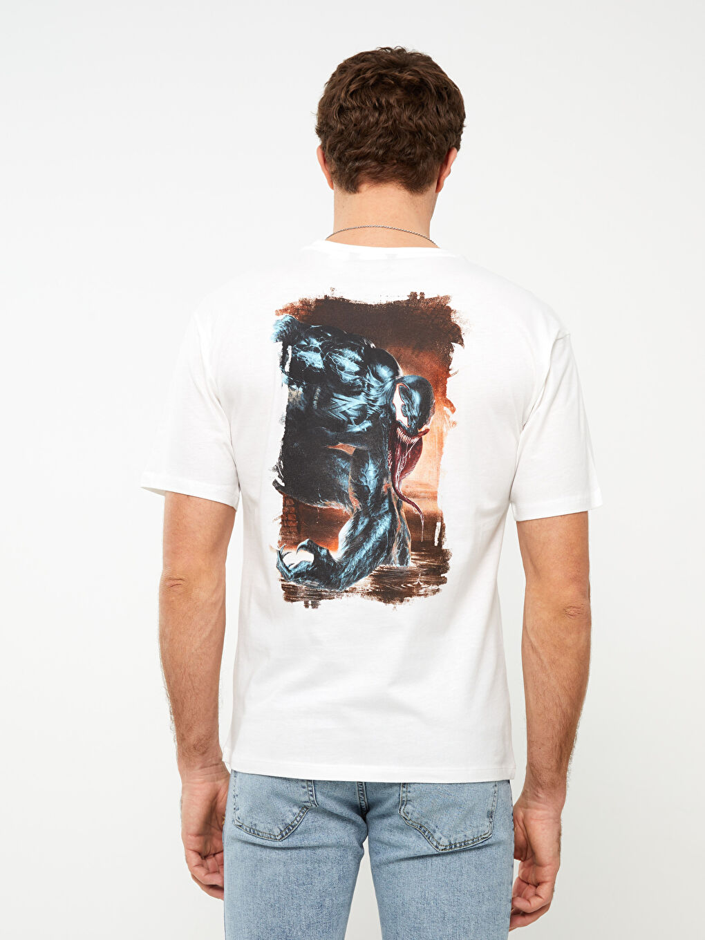 Crew Neck Short Sleeve Venom Printed Jersey Men's T-Shirt -S3CK82Z8-R5B