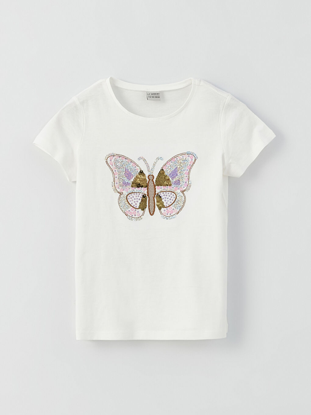 Crew Neck Double-Sided Sequined Short Sleeve Girls' T-Shirt-1