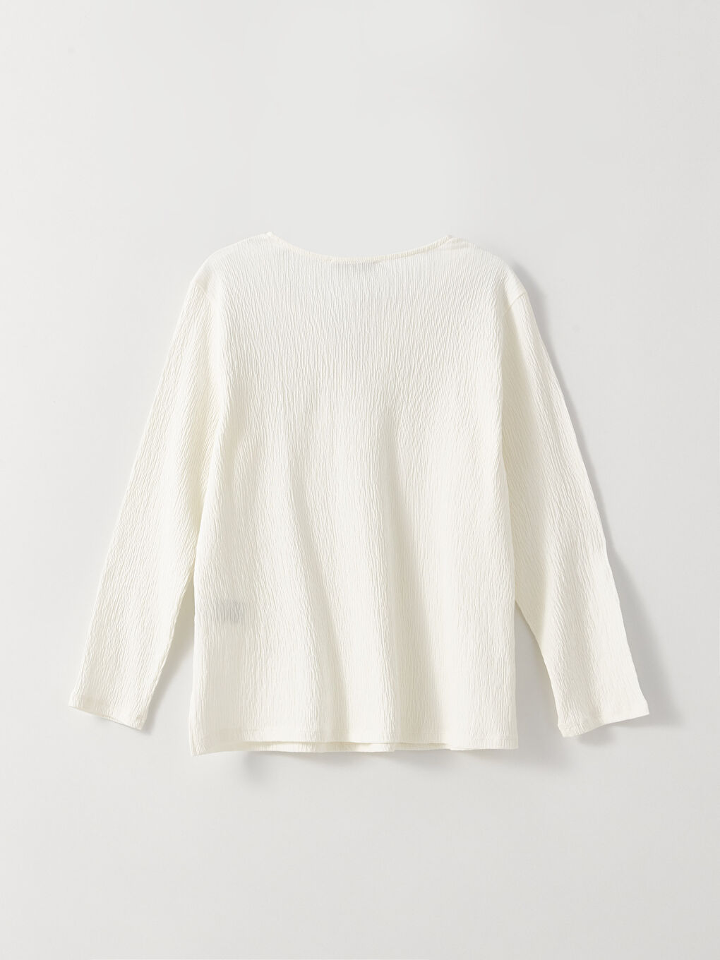 Ekru Bağlamalı Yaka Nakışlı Uzun Kollu Kadın Bluz-6