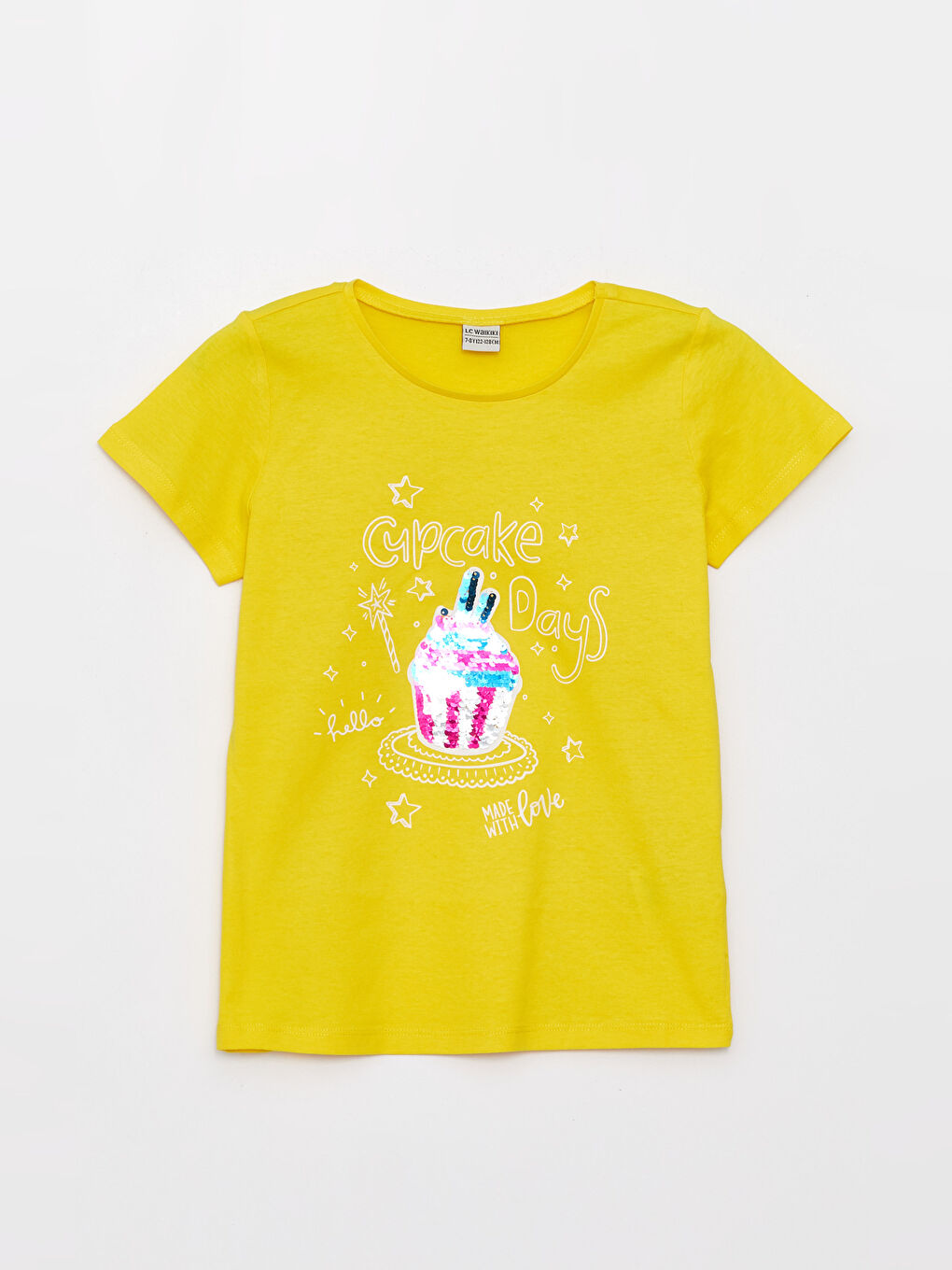 Футболка с круглым вырезом, двусторонними пайетками и коротким рукавом для девочек-2