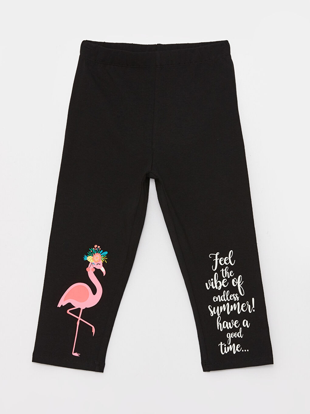 LCW Kids Girls' Printed 3/4 Length Leggings with Elastic Waist -S3CL59Z4-CVL