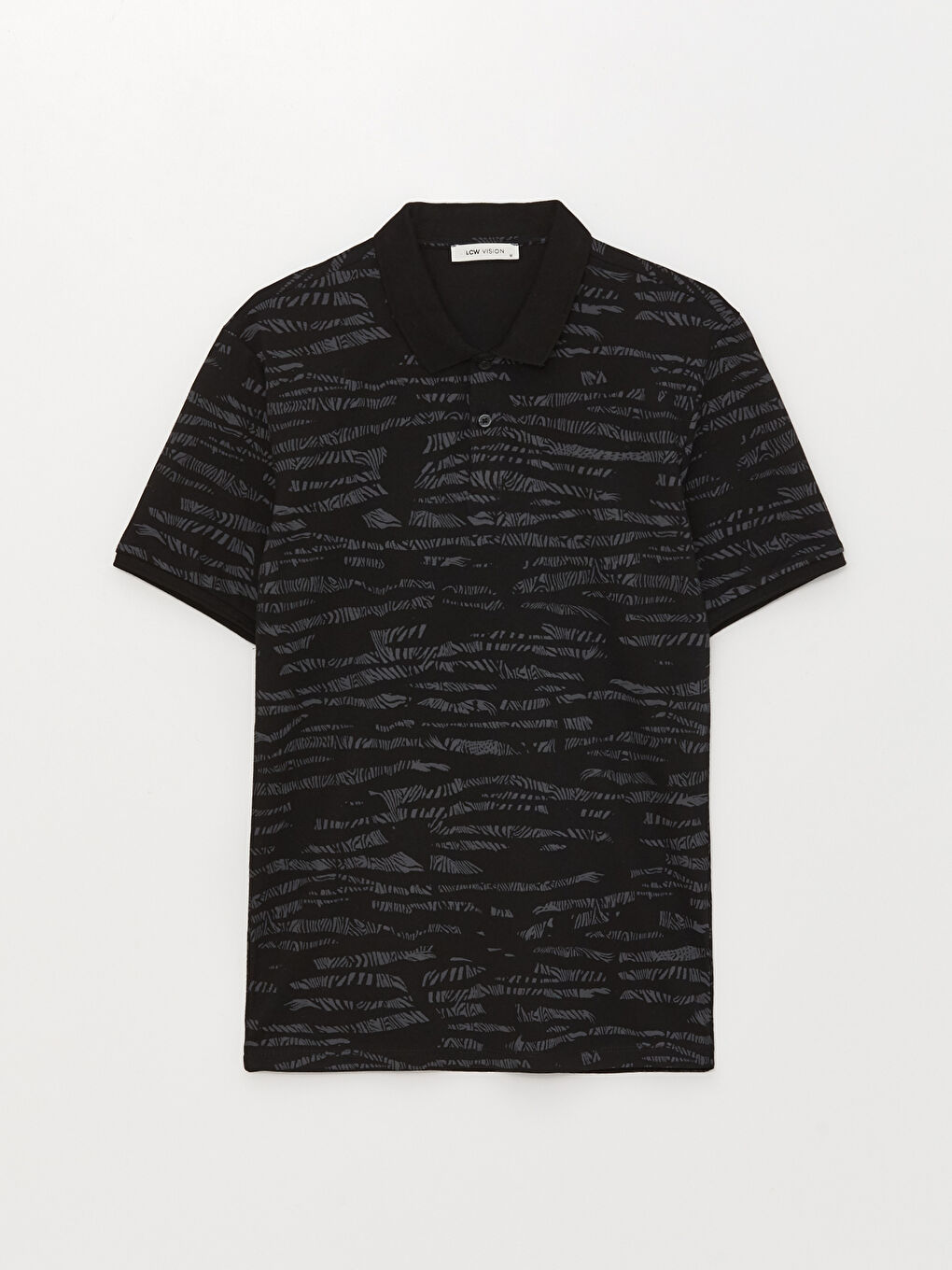 Polo Neck Short Sleeve Patterned Pique Men's T-Shirt-5