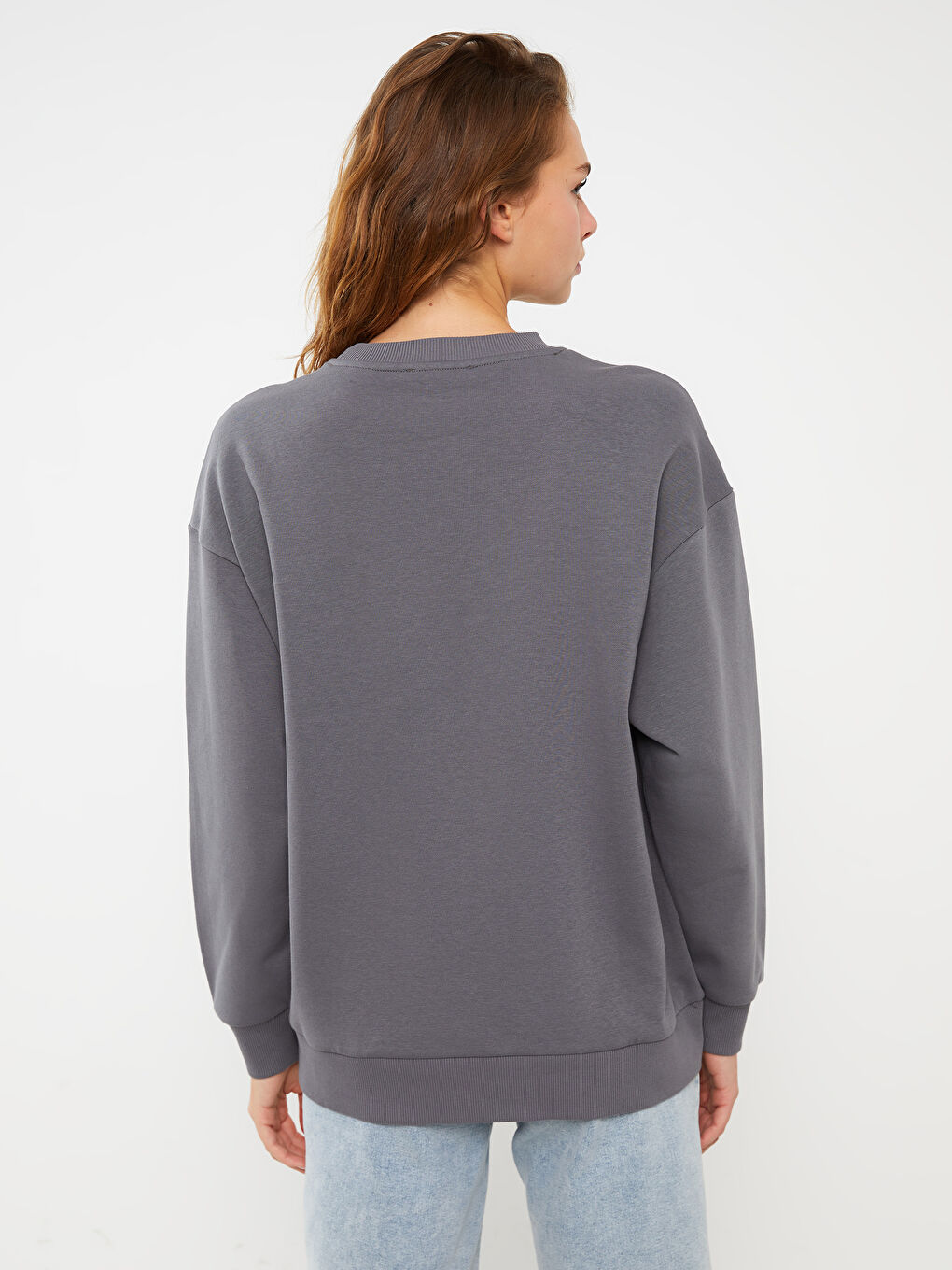Crew Neck Printed Oversize Women's Thick Sweatshirt-4