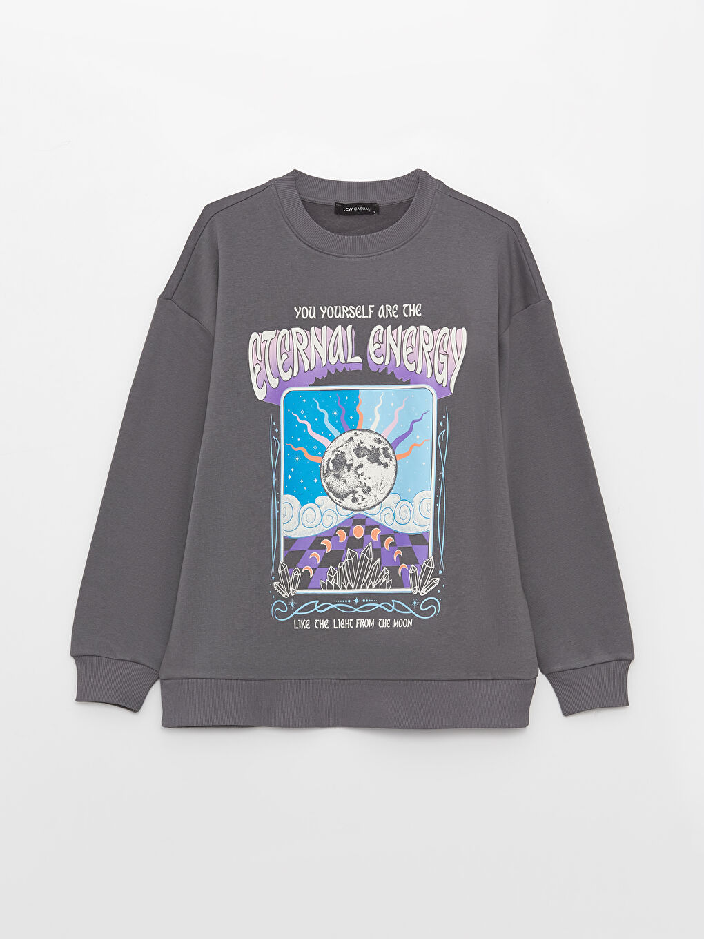 Crew Neck Printed Oversize Women's Thick Sweatshirt-5