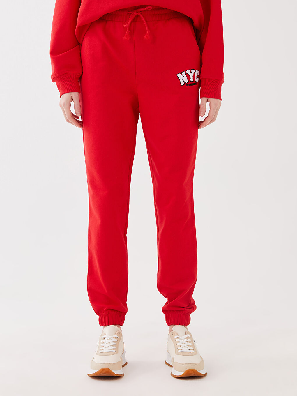 LCW Vision Elastic Waist Printed Women's Thick Sweatpants -S3CL65Z8-HNK