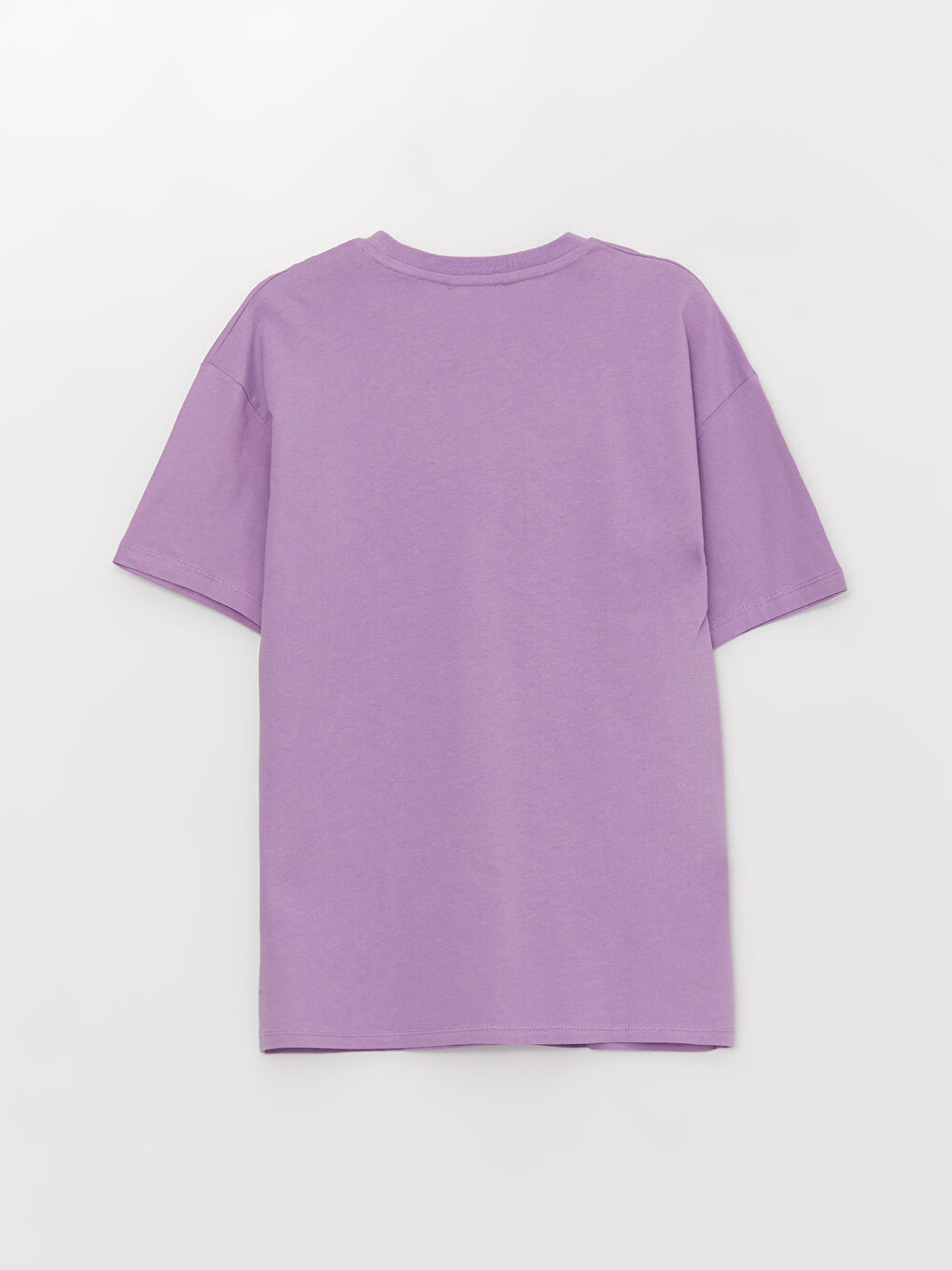 Lila Bisiklet Yaka Baskılı Kısa Kollu Kız Çocuk Tişört-1