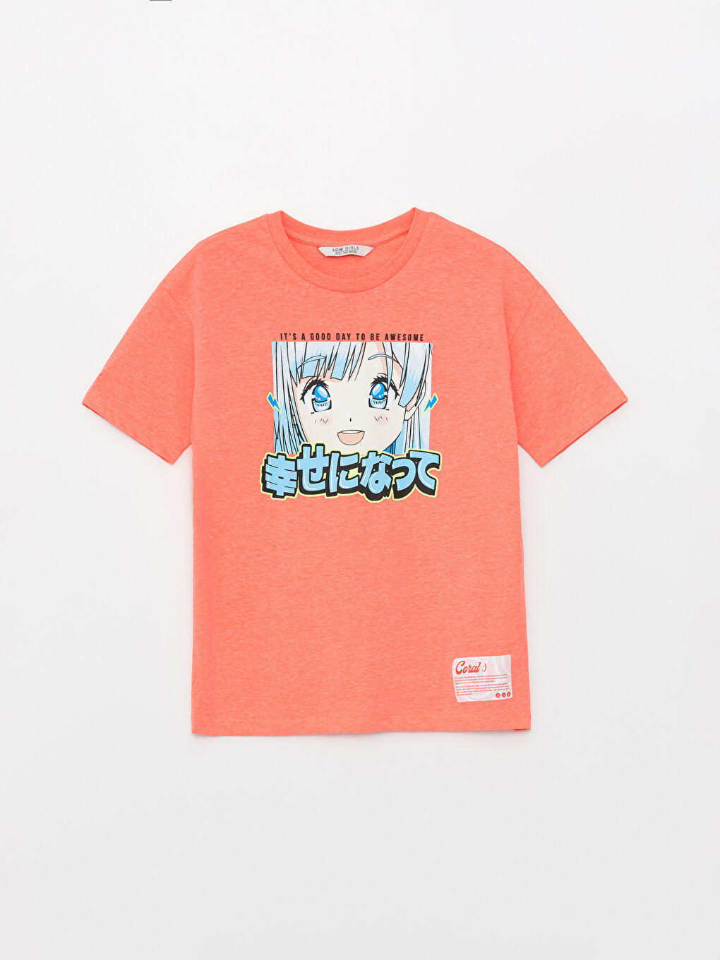 Crew Neck Printed Short Sleeve Girls' T-Shirt