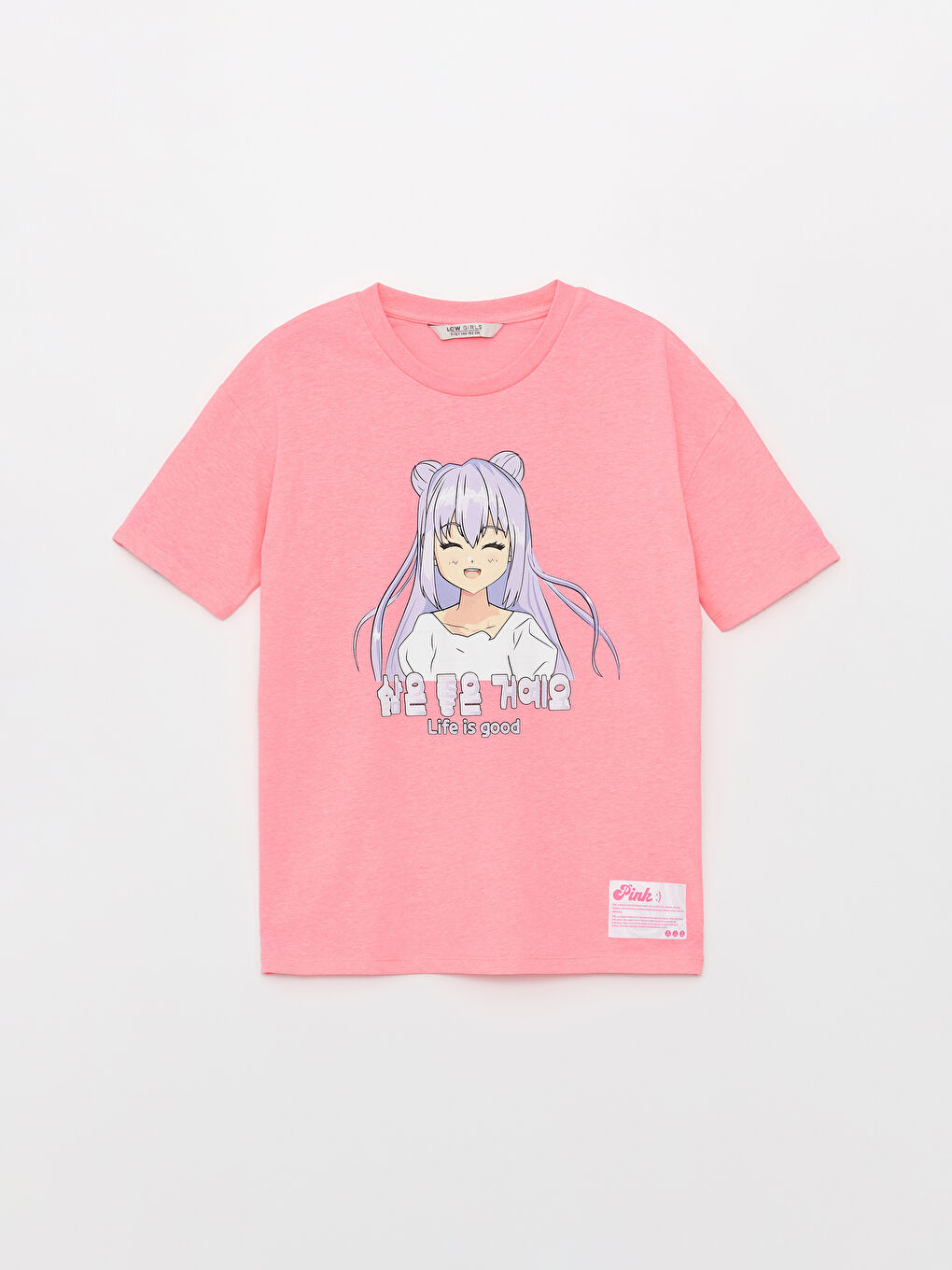 Crew Neck Printed Short Sleeve Girls' T-Shirt