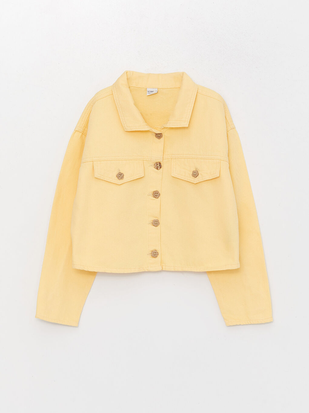 Turuncu Gömlek Yaka Kız Çocuk Crop Ceket