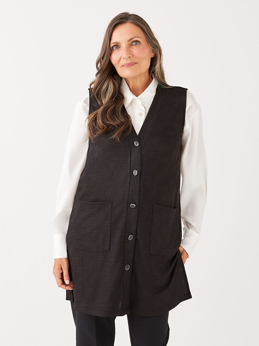 Gilet à motifs pour Femmes avec encolure en V-1