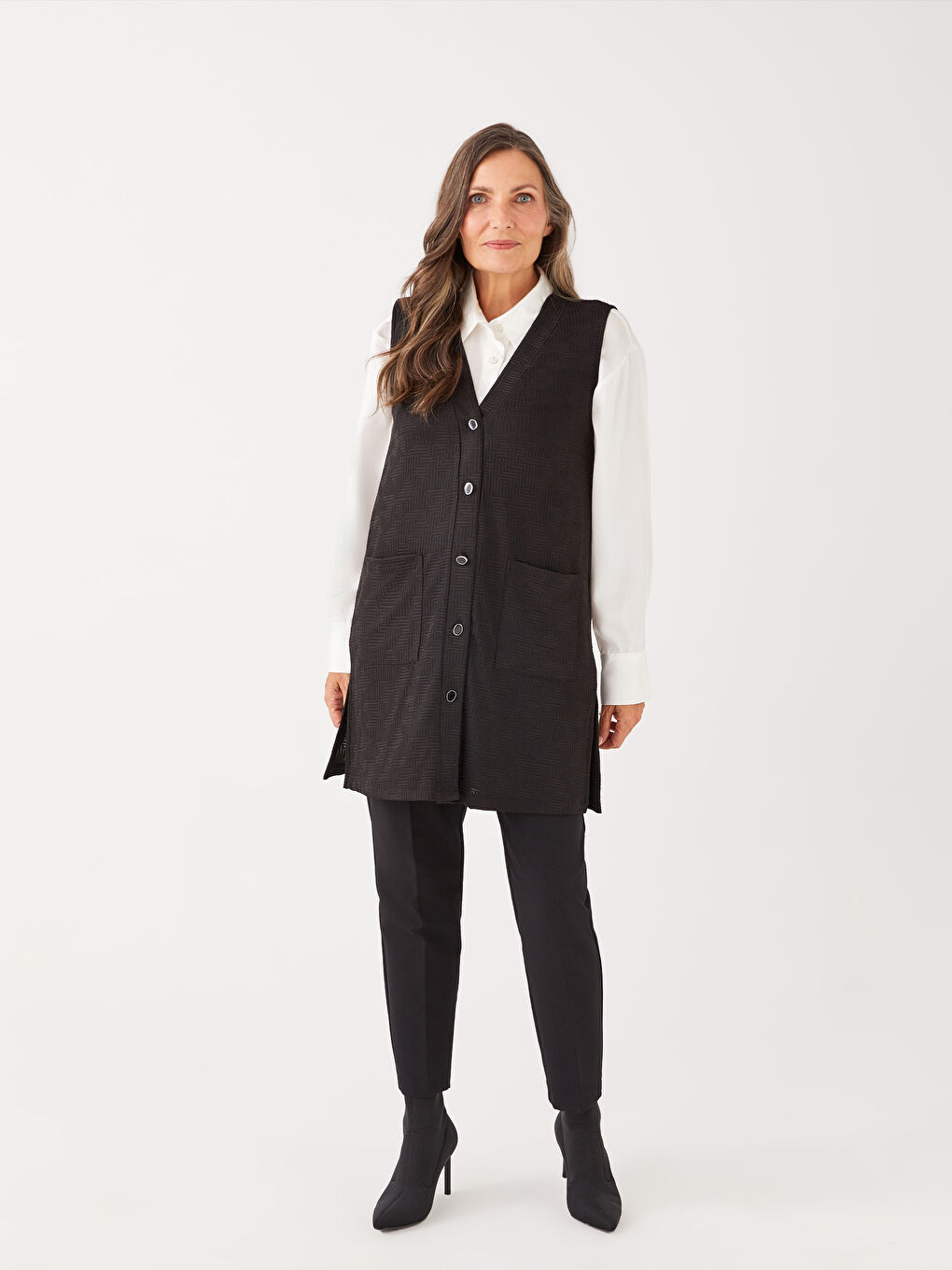 Gilet à motifs pour Femmes avec encolure en V-2