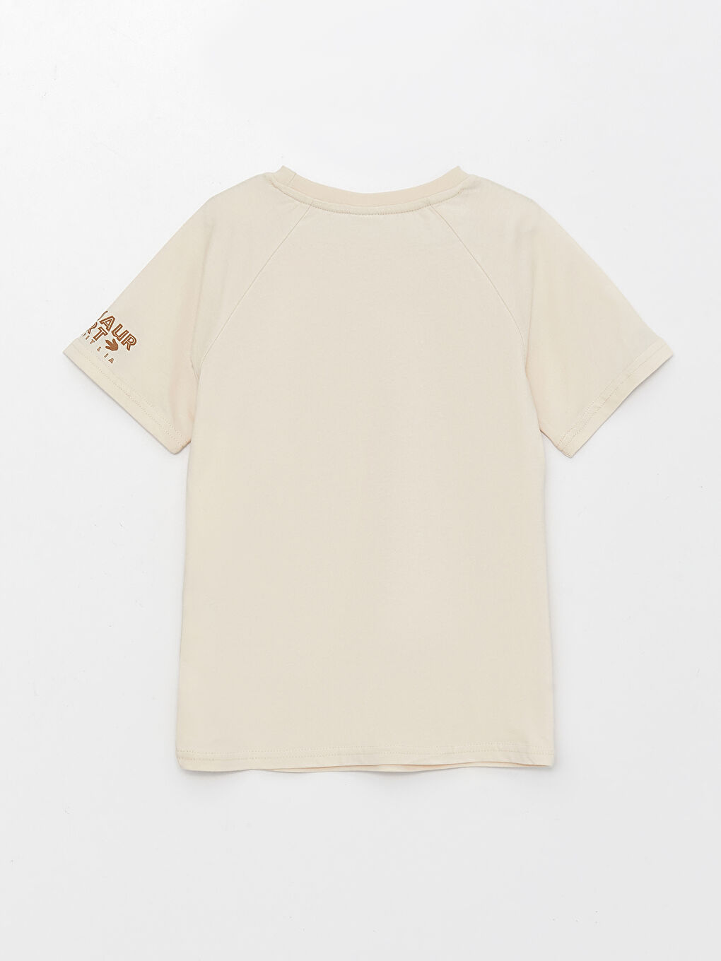 Bej Bisiklet Yaka Baskılı Kısa Kollu Erkek Çocuk Tişört-1